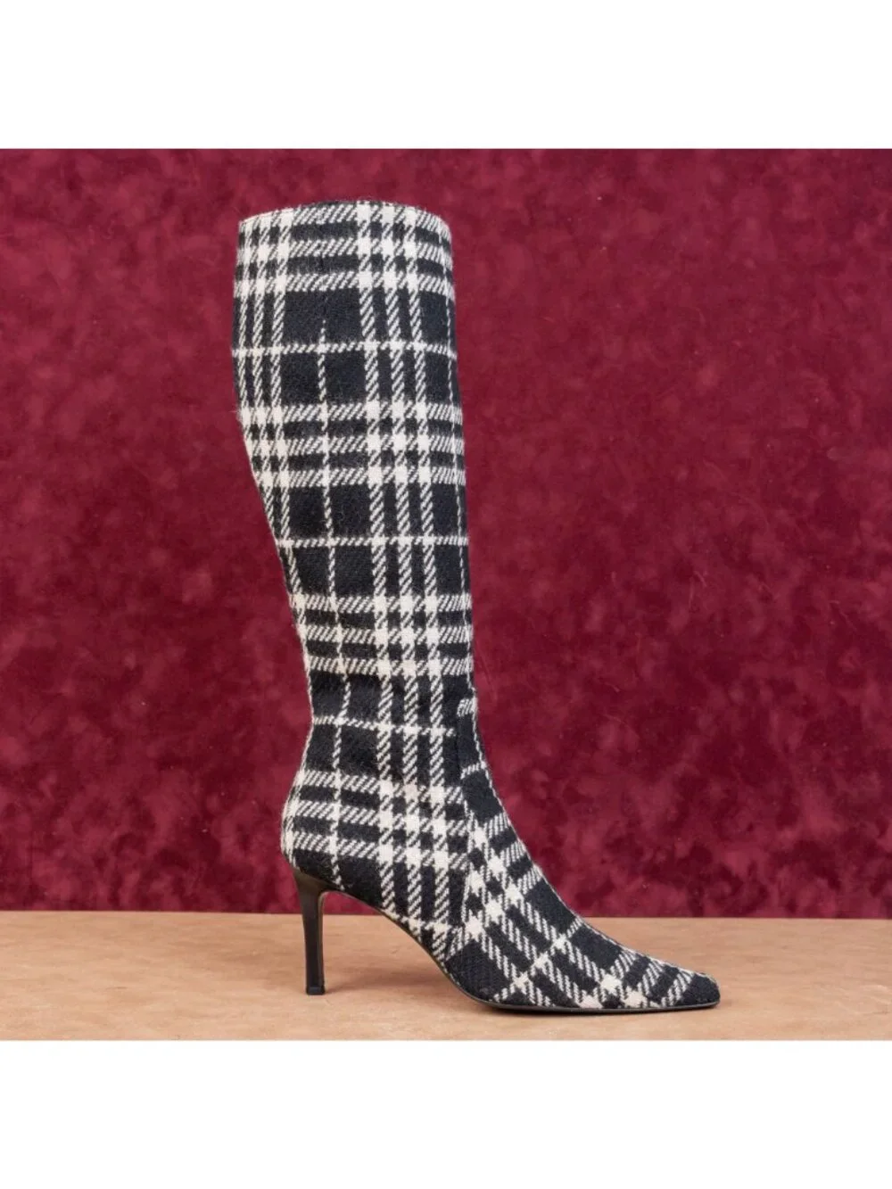 Burberry Women Twed Wool Pointy Toe Fashion Heel Knee Boots sz 11US EUR41 - Picture 4 of 9